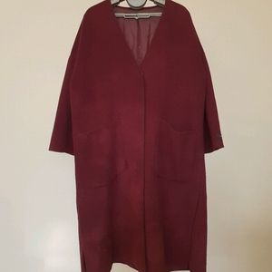 Loose Fit Burgundy Long Coat